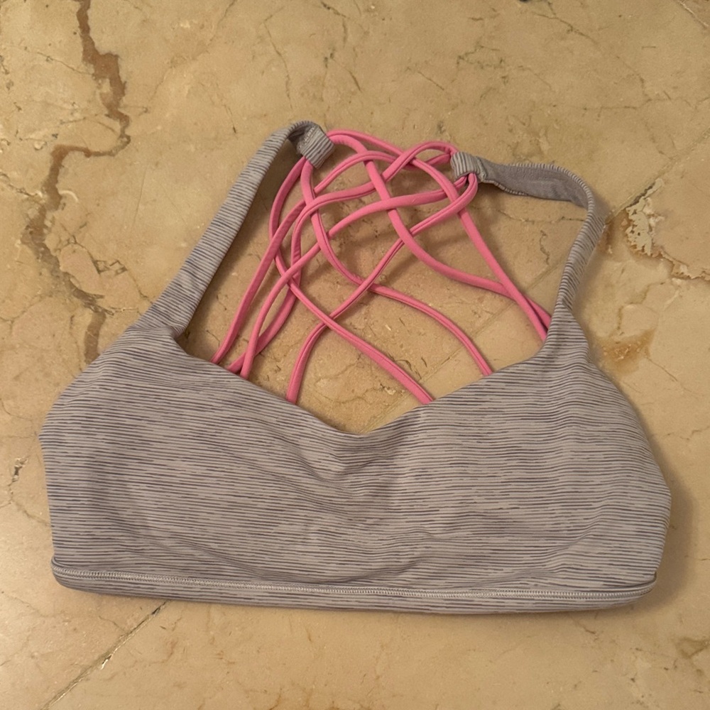 Lululemon Athletica Gray and Pink Strappy Sports Bra